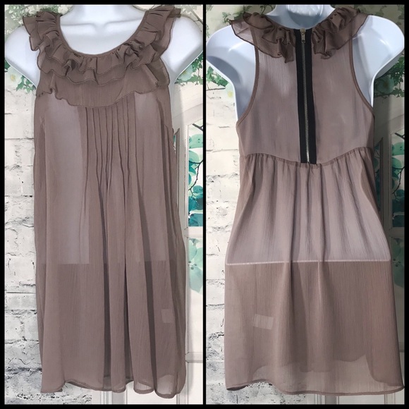 Tramp Semi Sheer Brown Ruffled Top Small - Picture 2 of 7